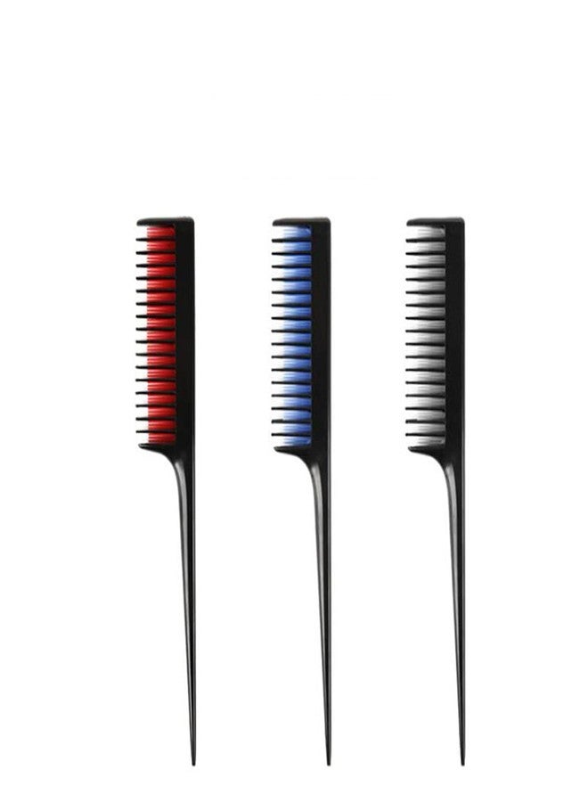 erioctry 3 Pcs Thickened Durable Tip Tail Combs Professional Hairdressing Tools for Styling Cutting Sectioning Home Salon(Black Red Blue) - Image 1